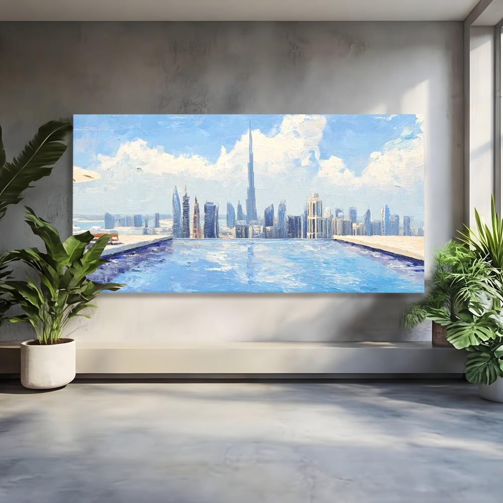 Tablou canvas cu tablou canvas cu peisaj urban din dubai, fara rama, pe sasiu de lemn