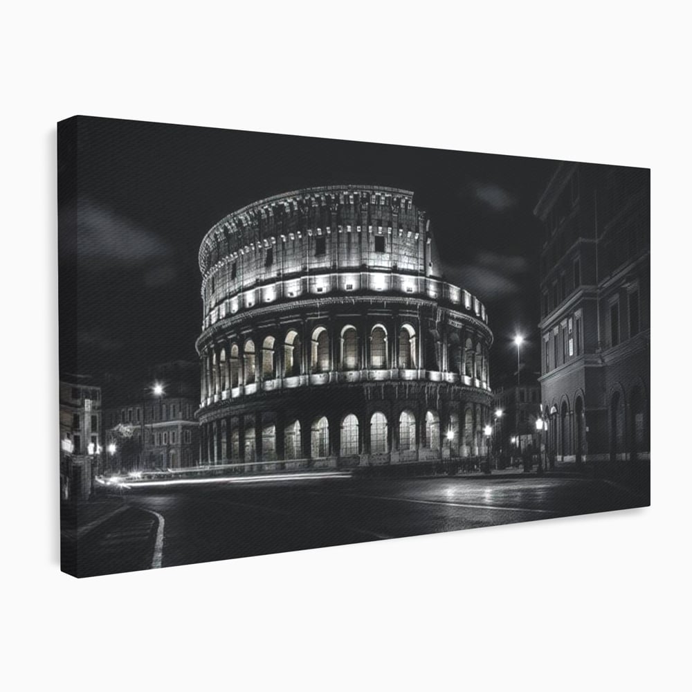 Tablou canvas cu tablou canvas cu colosseumul noaptea, fara rama, pe sasiu de lemn