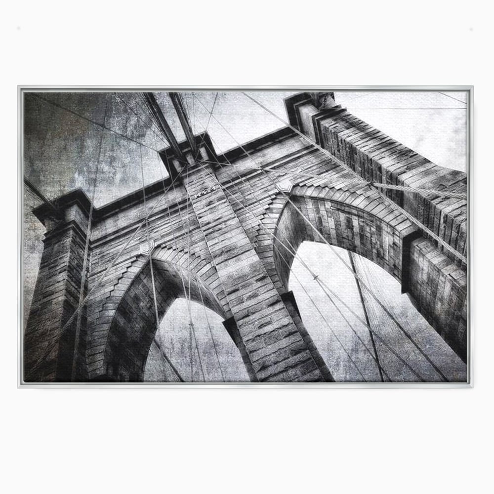 Tablou canvas cu tablou canvas cu podul brooklyn, in rama de aluminiu argintiu