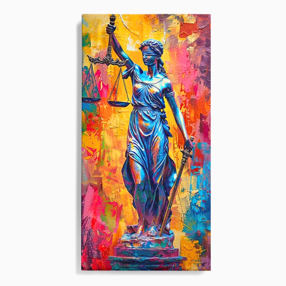 Tablou canvas cu tablou canvas cu zeita justitiei, fara rama, pe sasiu de lemn