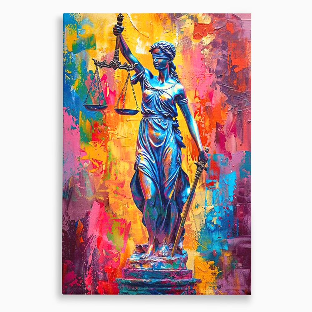 Tablou canvas cu tablou canvas cu zeita justitiei, fara rama, pe sasiu de lemn