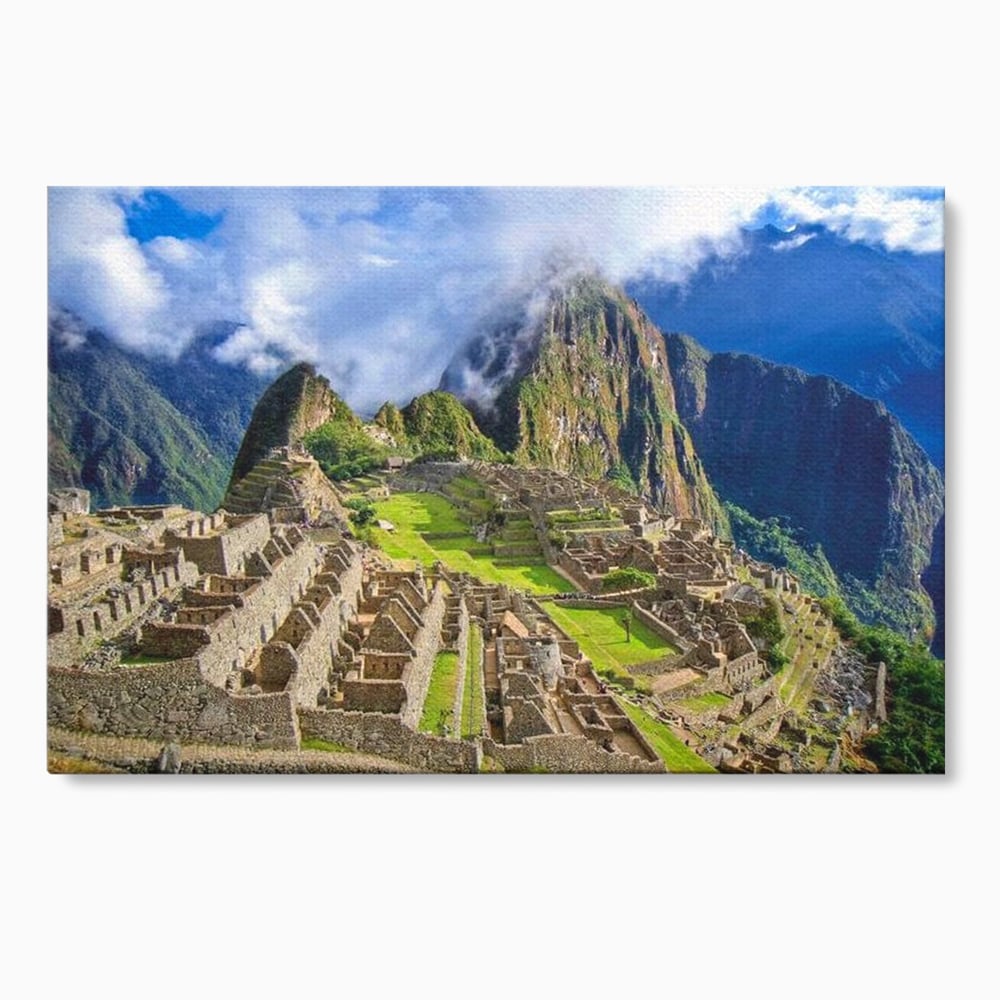 Tablou canvas cu tablou canvas cu cetatea machu picchu, fara rama, pe sasiu de lemn