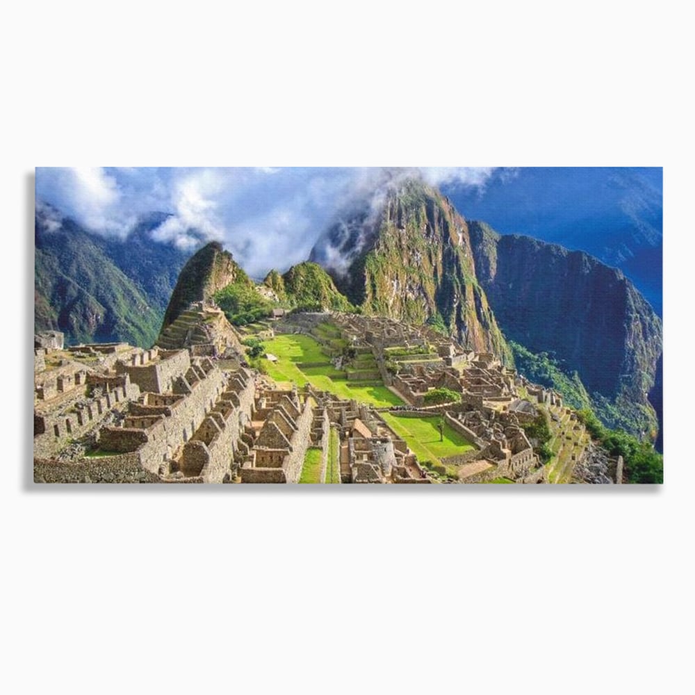 Tablou canvas cu tablou canvas cu cetatea machu picchu, fara rama, pe sasiu de lemn