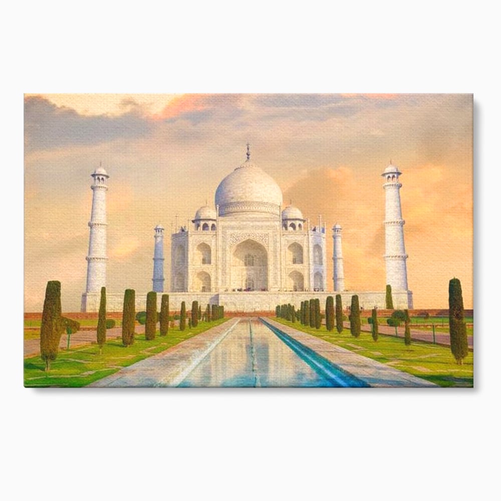 Tablou canvas cu tablou canvas cu taj mahal, fara rama, pe sasiu de lemn