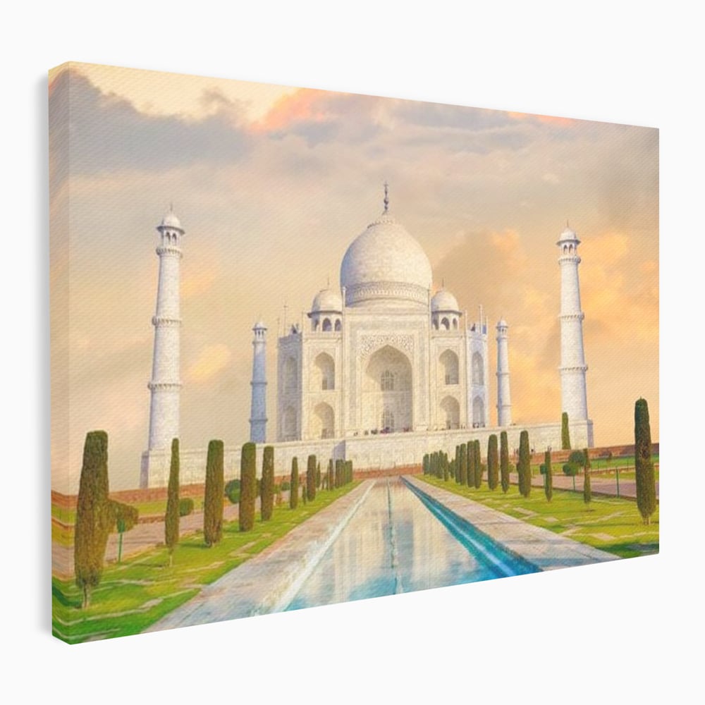Tablou canvas cu tablou canvas cu taj mahal, fara rama, pe sasiu de lemn