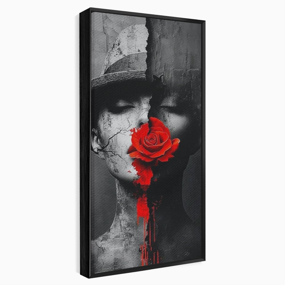 Tablou canvas cu tablou canvas cu chip de femeie, in rama de aluminiu negru