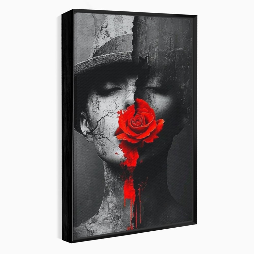Tablou canvas cu tablou canvas cu chip de femeie, in rama de aluminiu negru