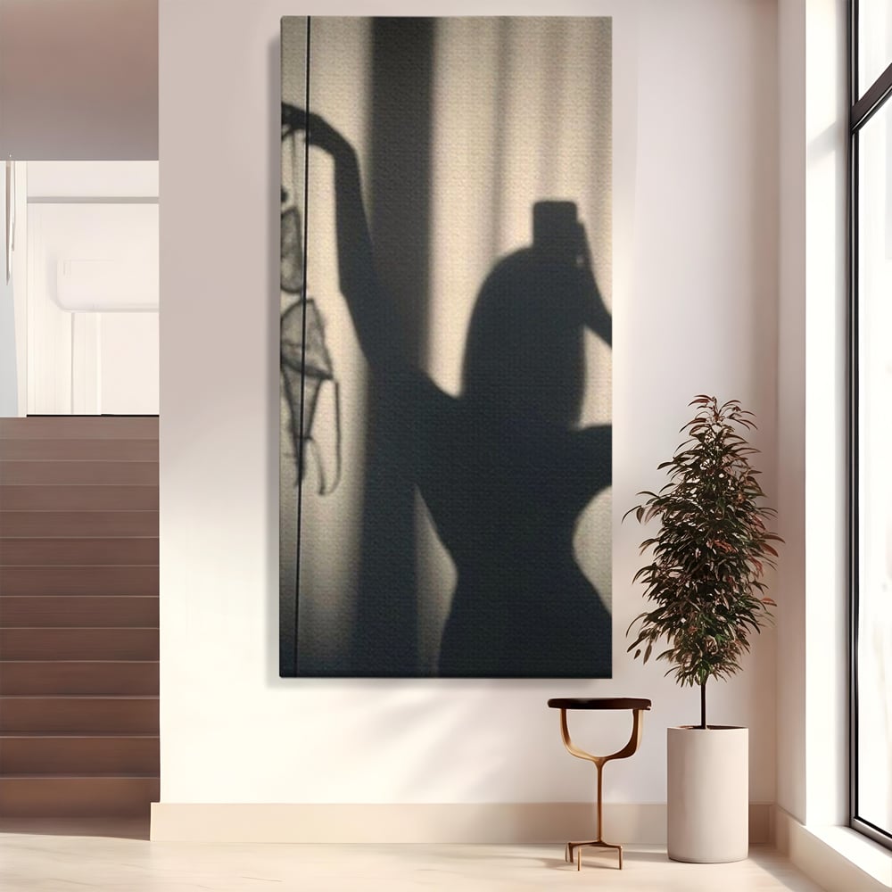 Tablou canvas cu tablou canvas cu silueta si umbra, fara rama, pe sasiu de lemn