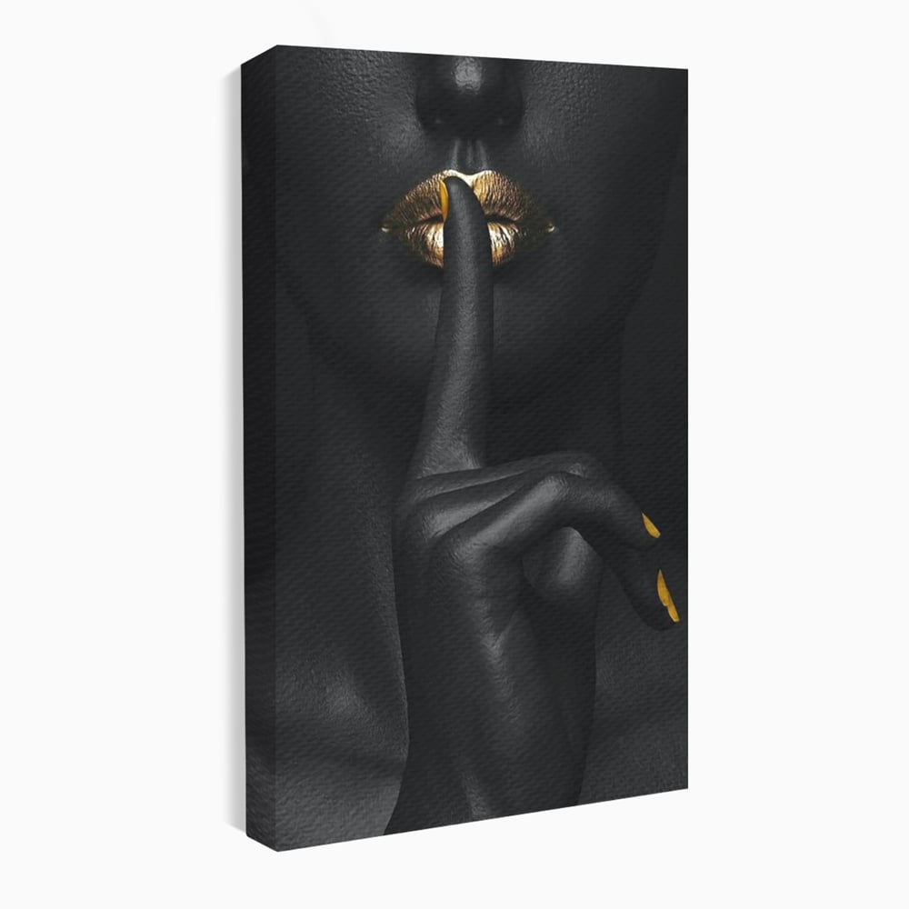 Tablou canvas cu tablou canvas cu buze si deget, fara rama, pe sasiu de lemn