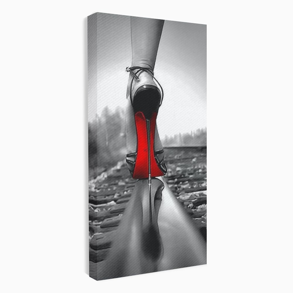 Tablou canvas cu tablou canvas cu pantof pe sina, fara rama, pe sasiu de lemn