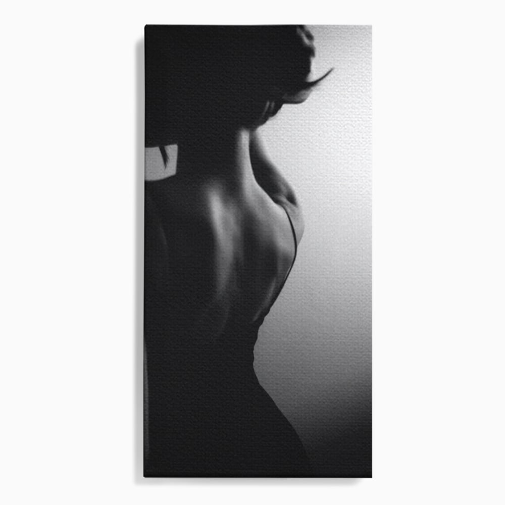 Tablou canvas cu tablou canvas cu silueta feminina monocroma, fara rama, pe sasiu de lemn