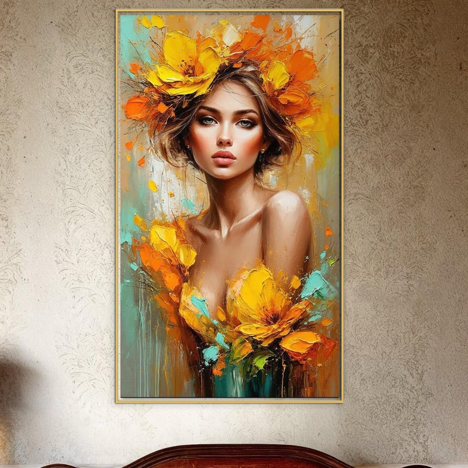 Tablou Canvas Premium, LuxCanva® P1028, Flacara Frumusetii, Flori, Frumusete, Seductie, Feminitate, Portret, Pictura, Sublim, Poetic, Dormitor, Living