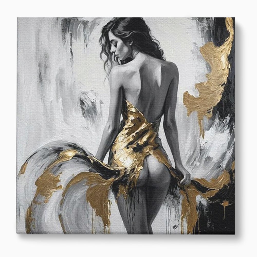 Tablou canvas cu tablou canvas cu silueta de femeie, fara rama, pe sasiu de lemn