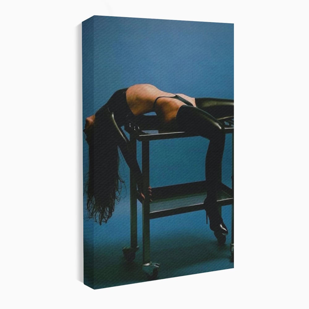Tablou canvas cu tablou canvas cu silueta curbata pe masa, fara rama, pe sasiu de lemn