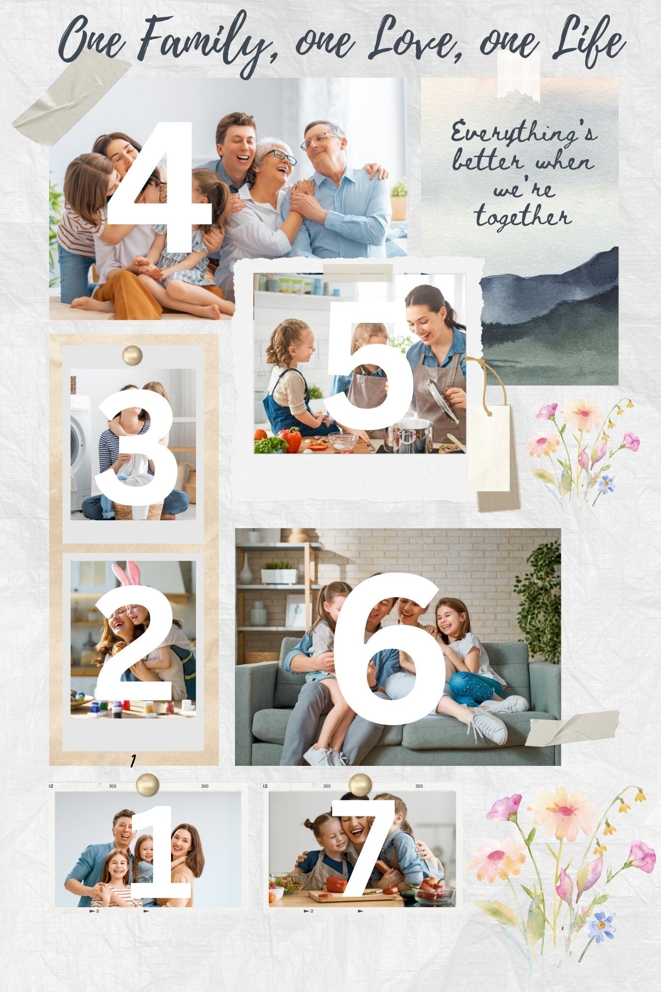 Tablou personalizat cu colaj foto de familie, tablou canvas pentru perete
