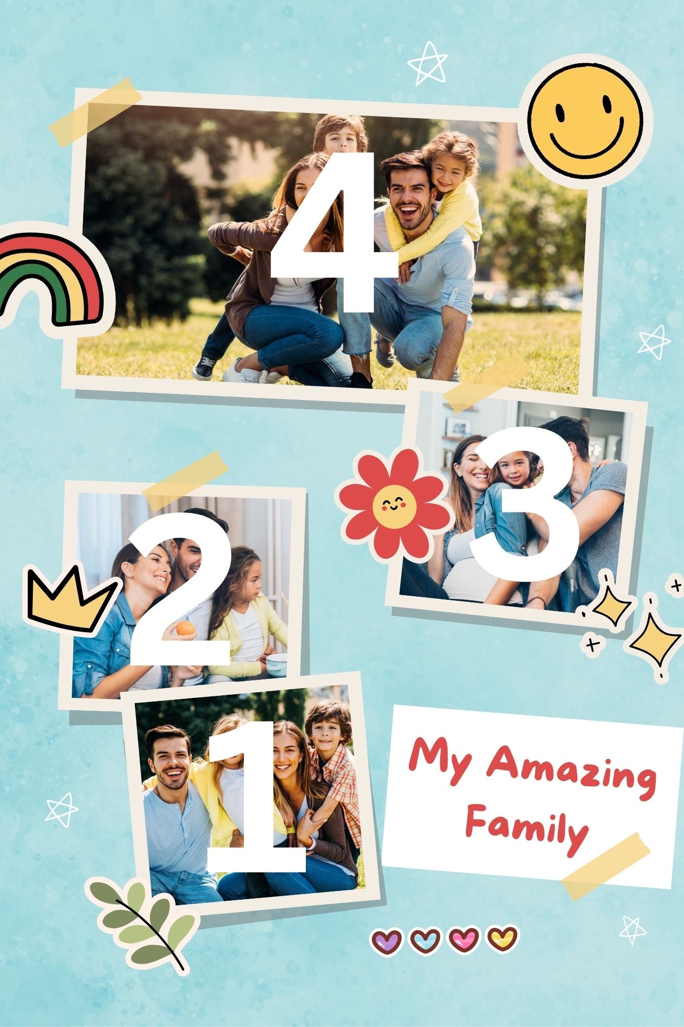 Tablou Canvas Personalizat cu 4 Poze Pentru Familie " My amazing family", PS112