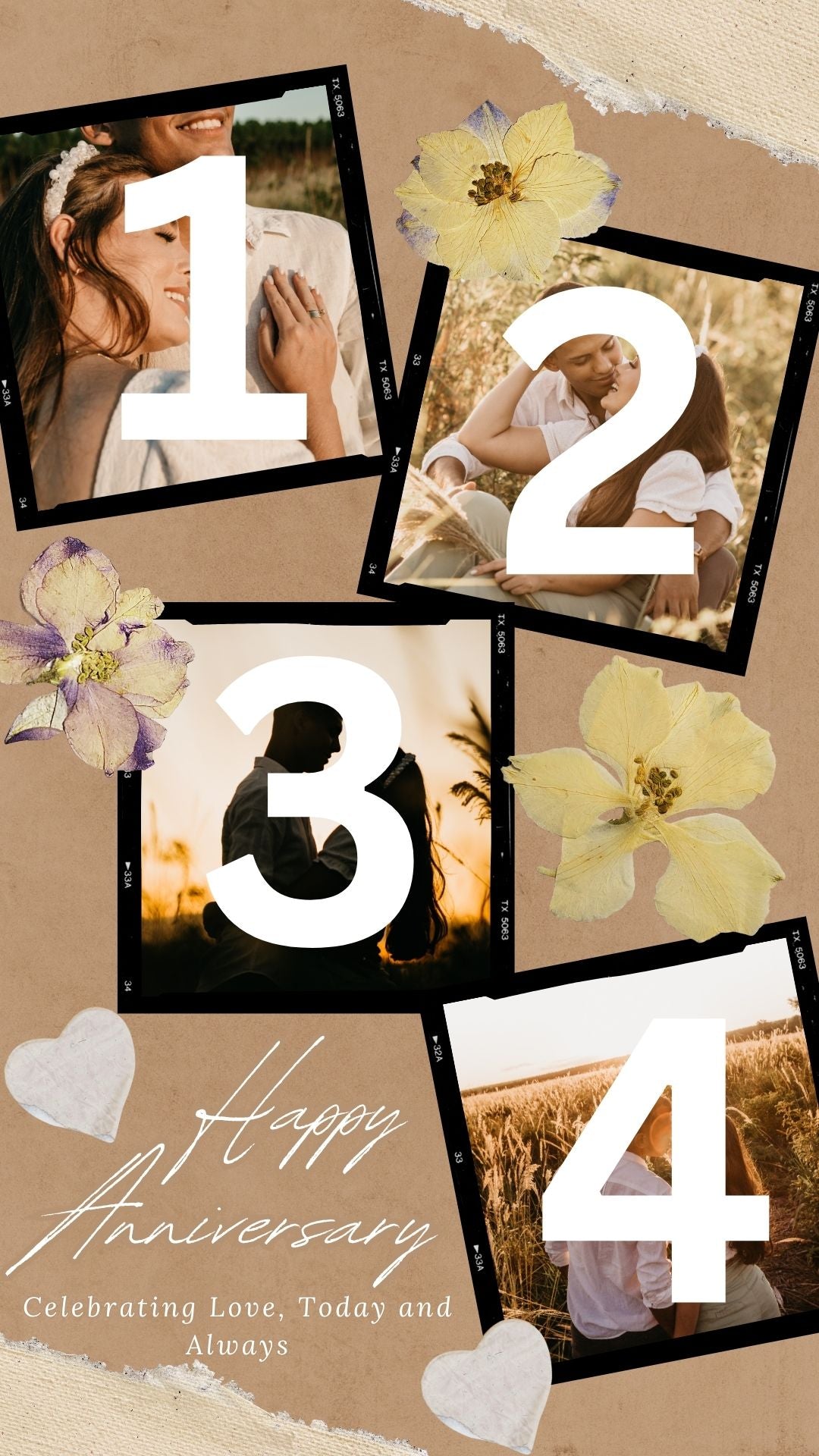 Tablou Canvas Personalizat cu 4 Poze Pentru Aniversari " Happy Anniversary", PS120
