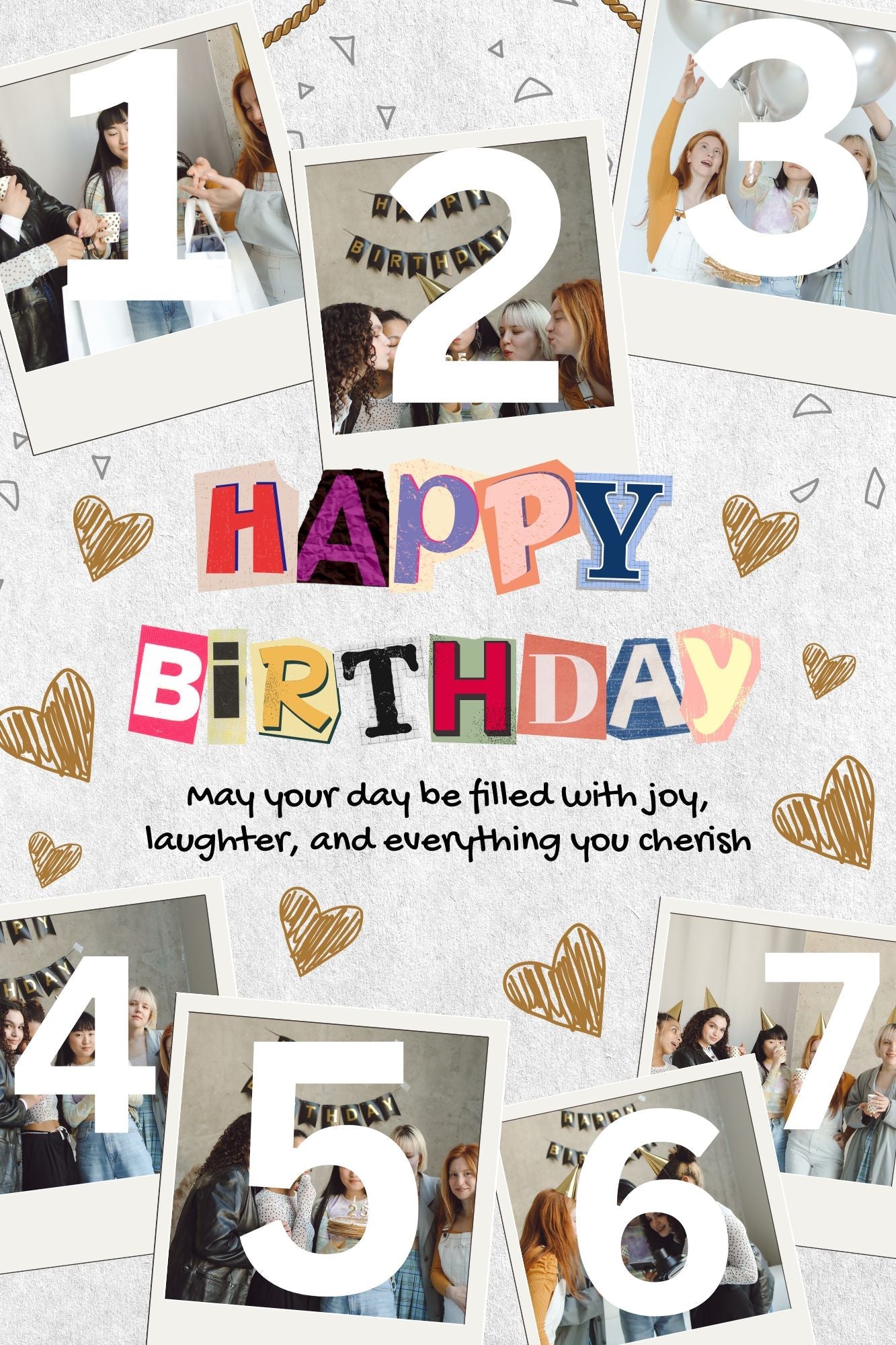 Tablou Canvas Personalizat cu 7 Poze Pentru Aniversari " Happy Birthday", PS121