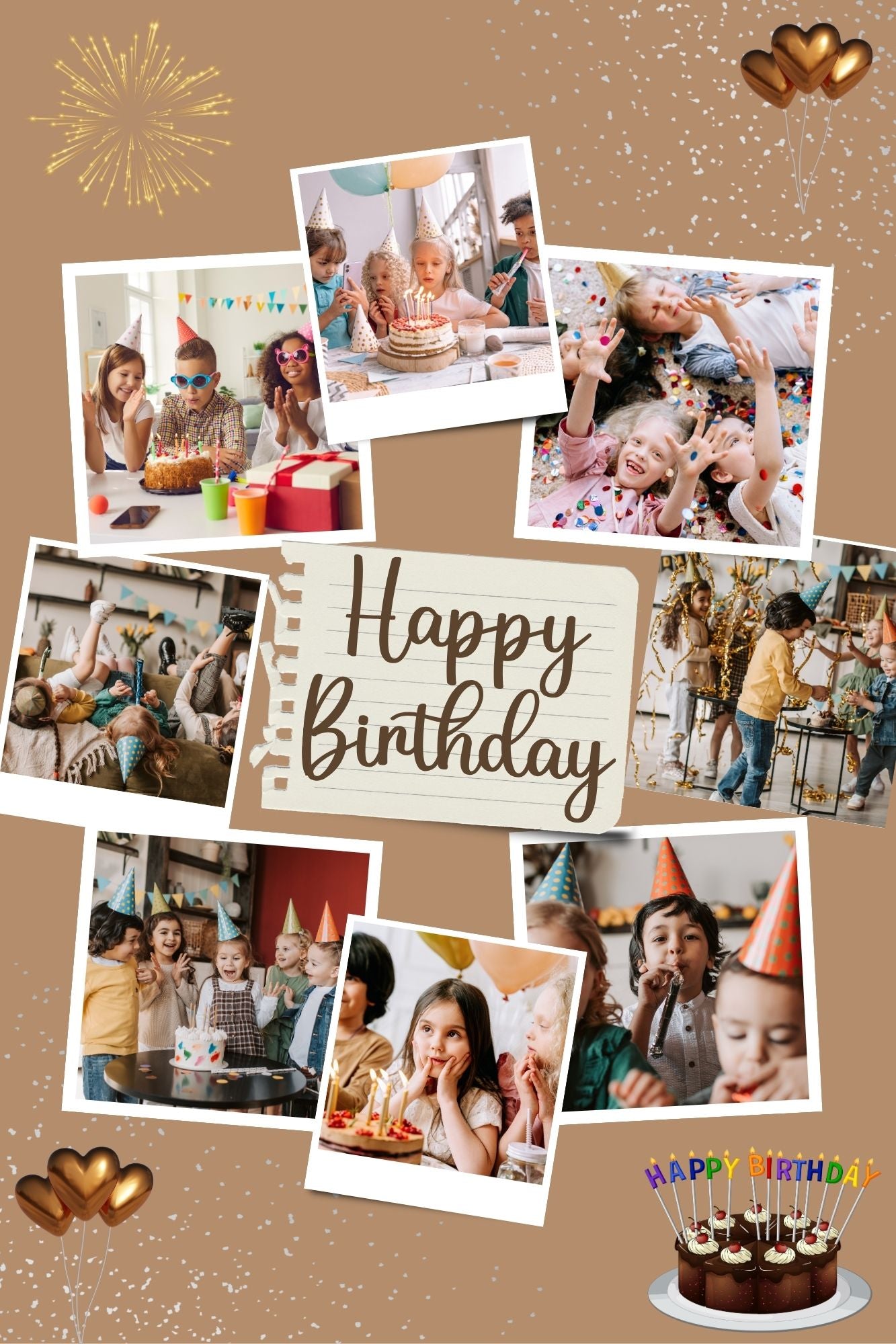 Tablou Canvas Personalizat cu 8 Poze Pentru Aniversari " Happy Birthday", PS130