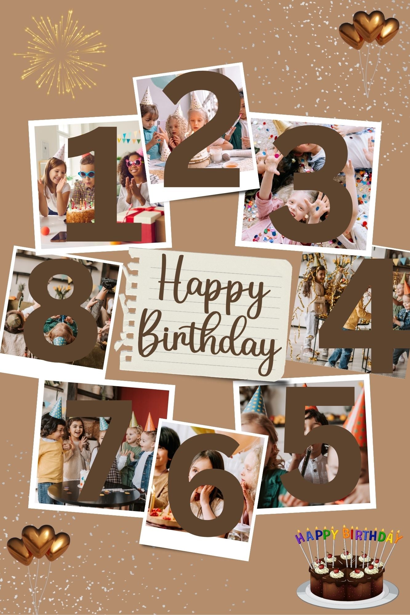 Tablou Canvas Personalizat cu 8 Poze Pentru Aniversari " Happy Birthday", PS130