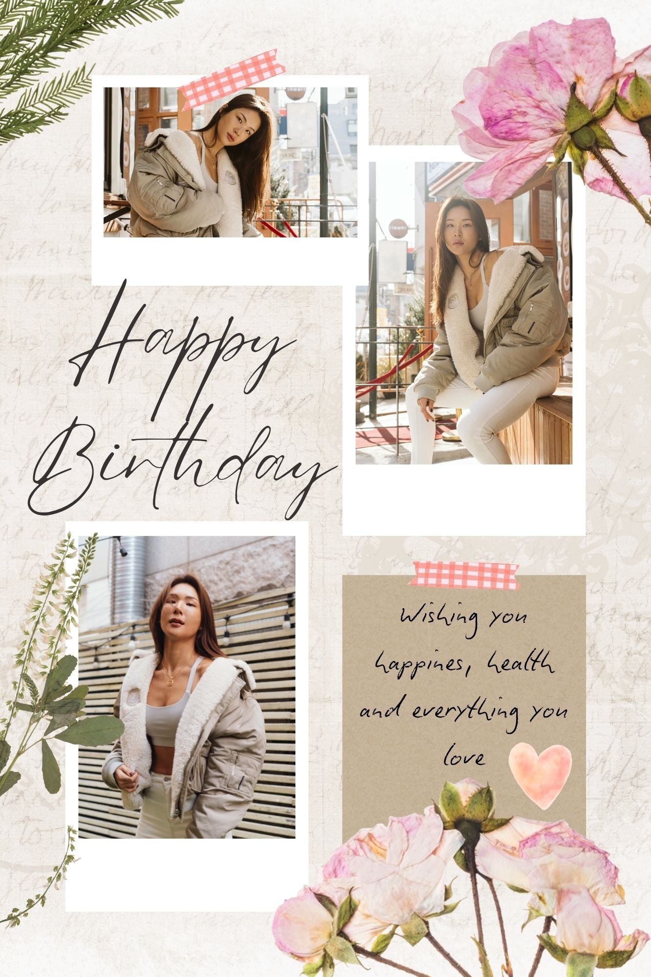 Tablou Canvas Personalizat cu 3 Poze Pentru Aniversari " Happy Birthday", PS132