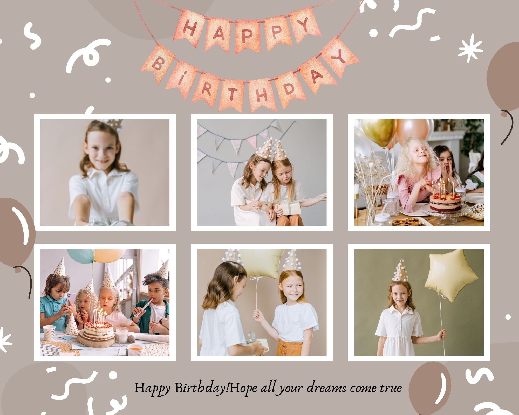 Tablou Canvas Personalizat cu 6 Poze Pentru Aniversari " Happy Birthday", PS133