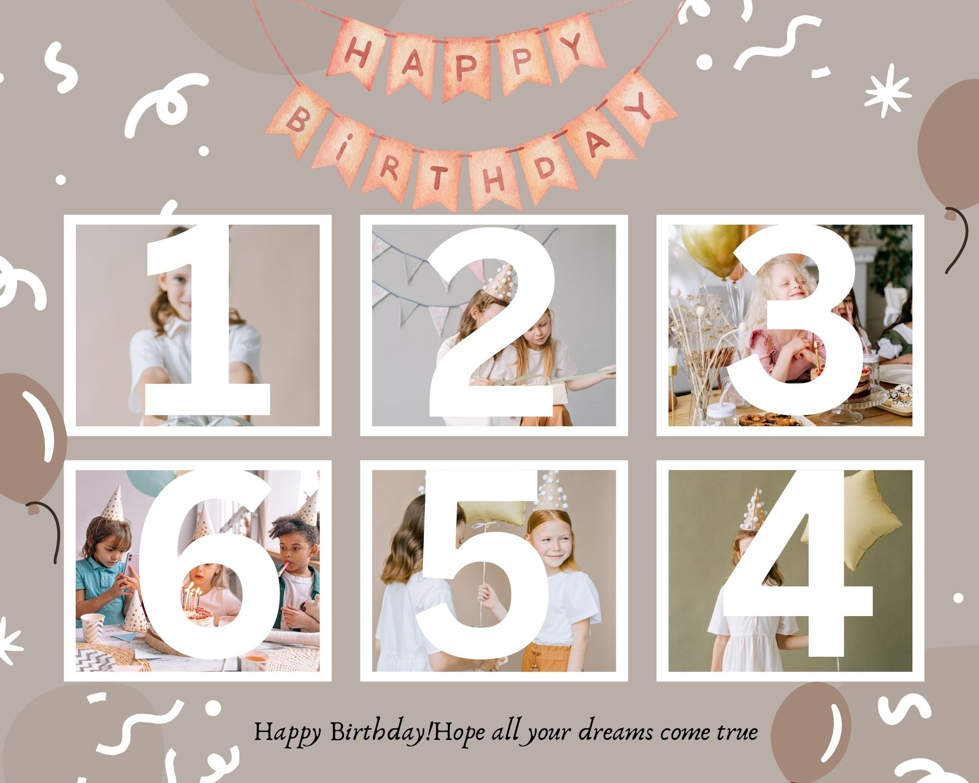 Tablou canvas aniversar cu sase fotografii, tablou canvas pentru perete