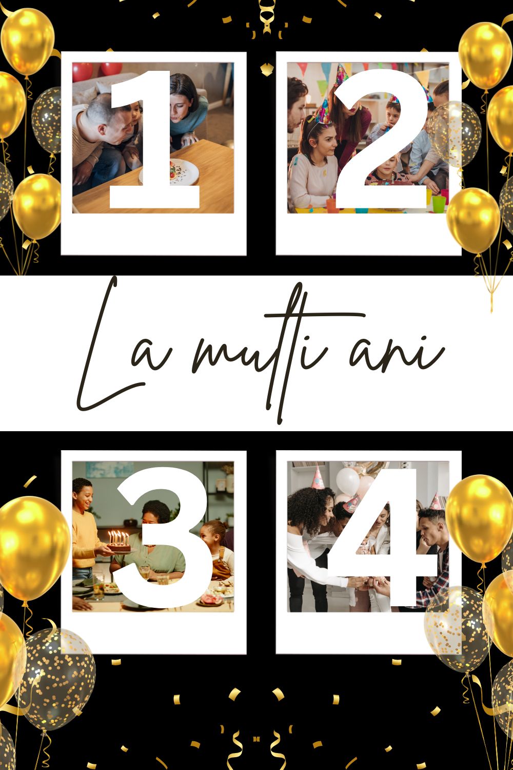 Tablou Canvas Personalizat cu 4 Poze Pentru Aniversari " La multi Ani", PS135