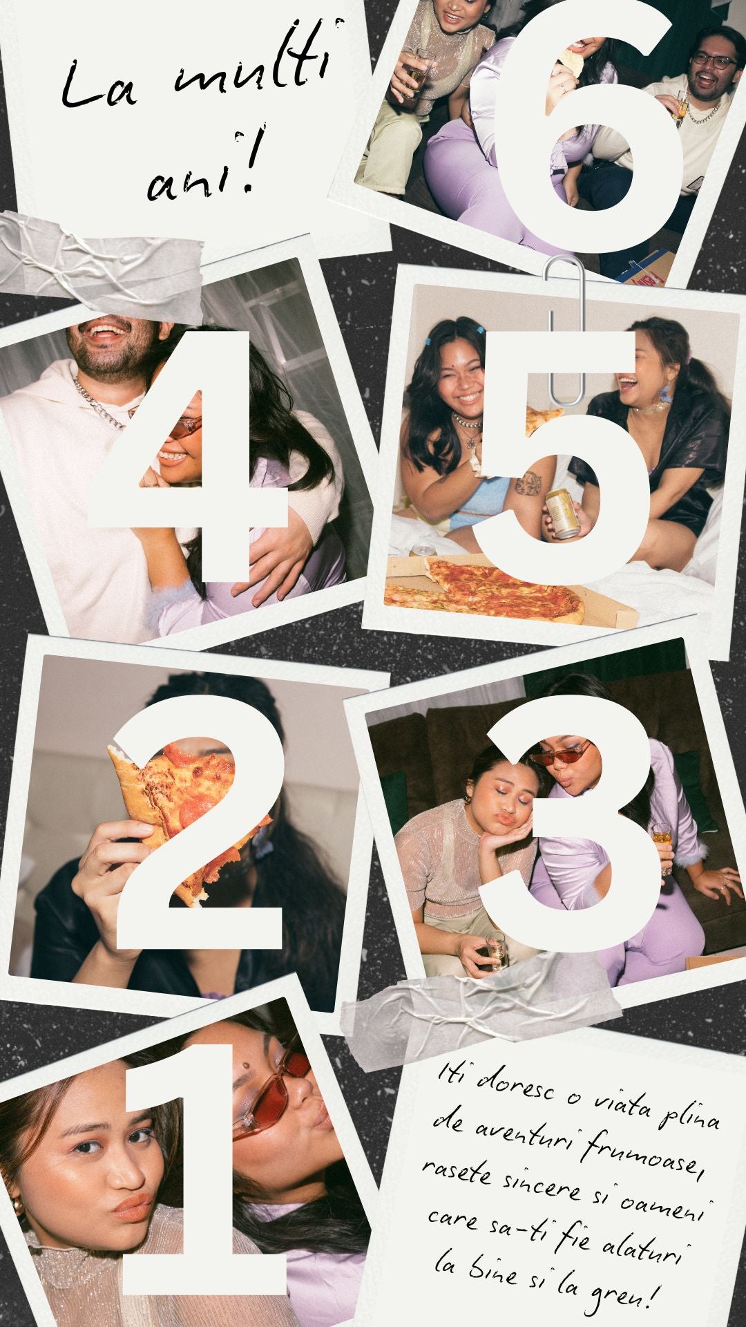 Tablou Canvas Personalizat cu 6 Poze Pentru Aniversari " La multi Ani", PS137