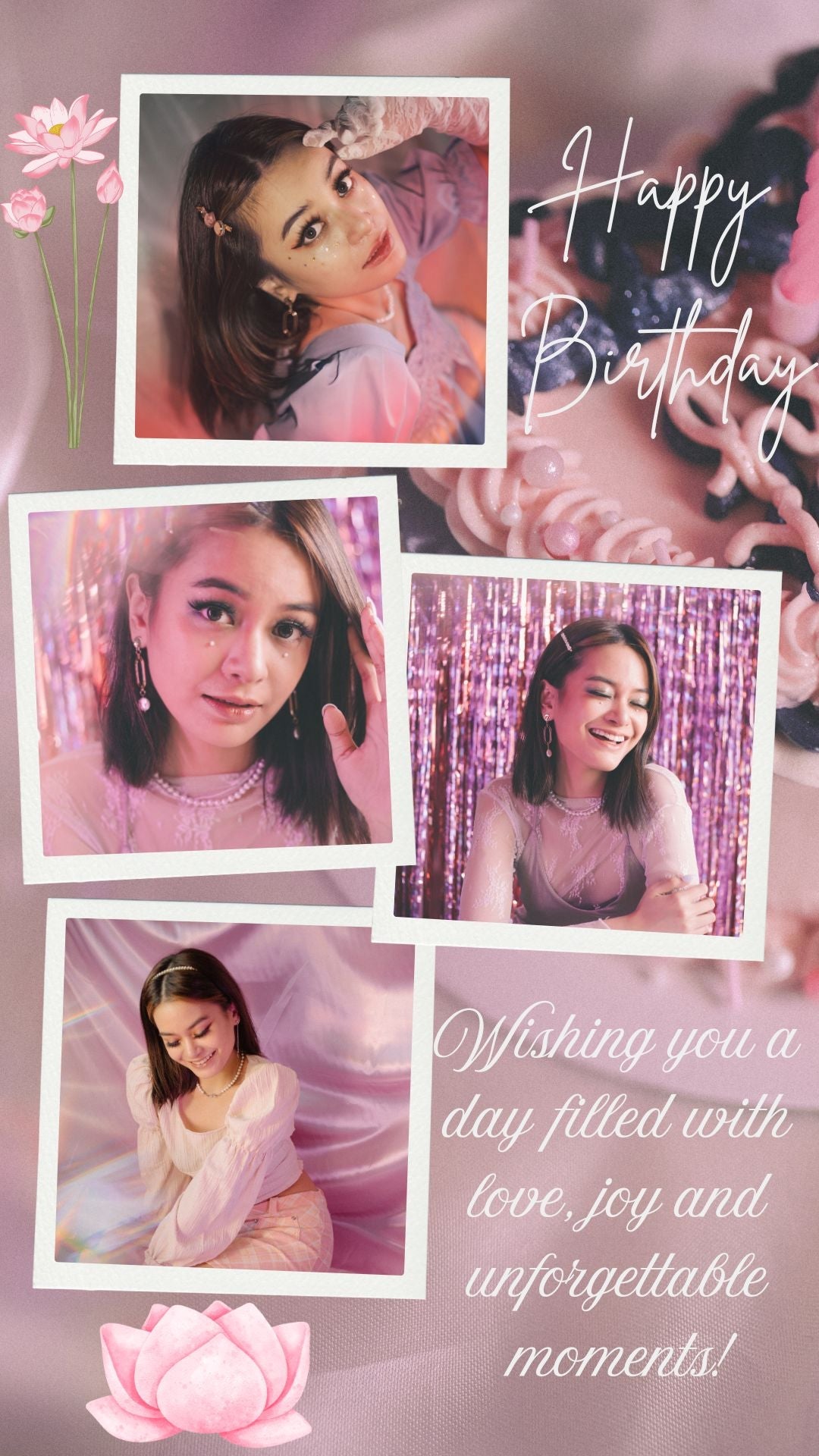 Tablou Canvas Personalizat cu 4 Poze Pentru Aniversari " Happy Birthday", PS139