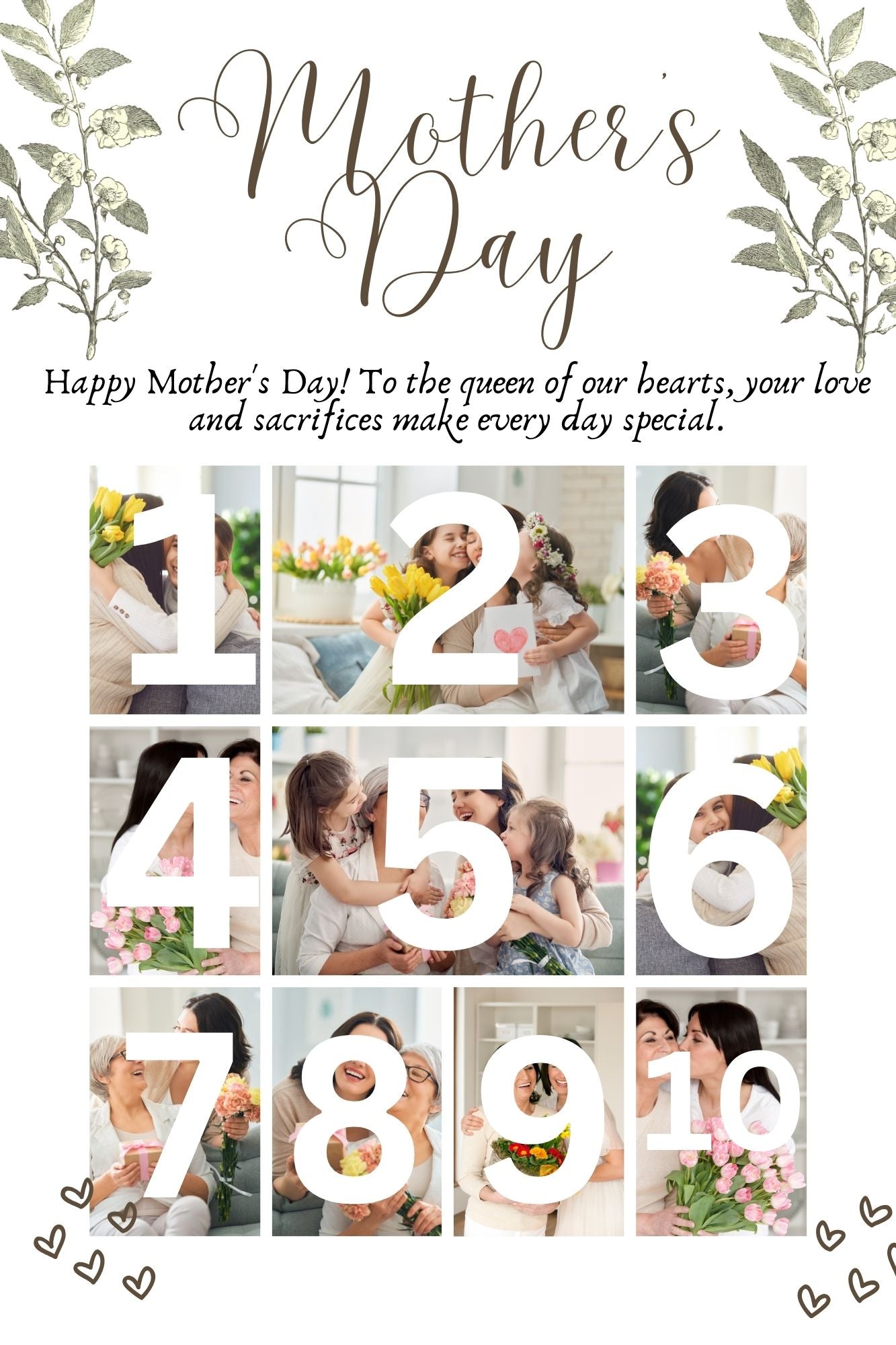 Tablou Canvas Personalizat cu 10 Poze Pentru Mama "Mother's Day", PS140