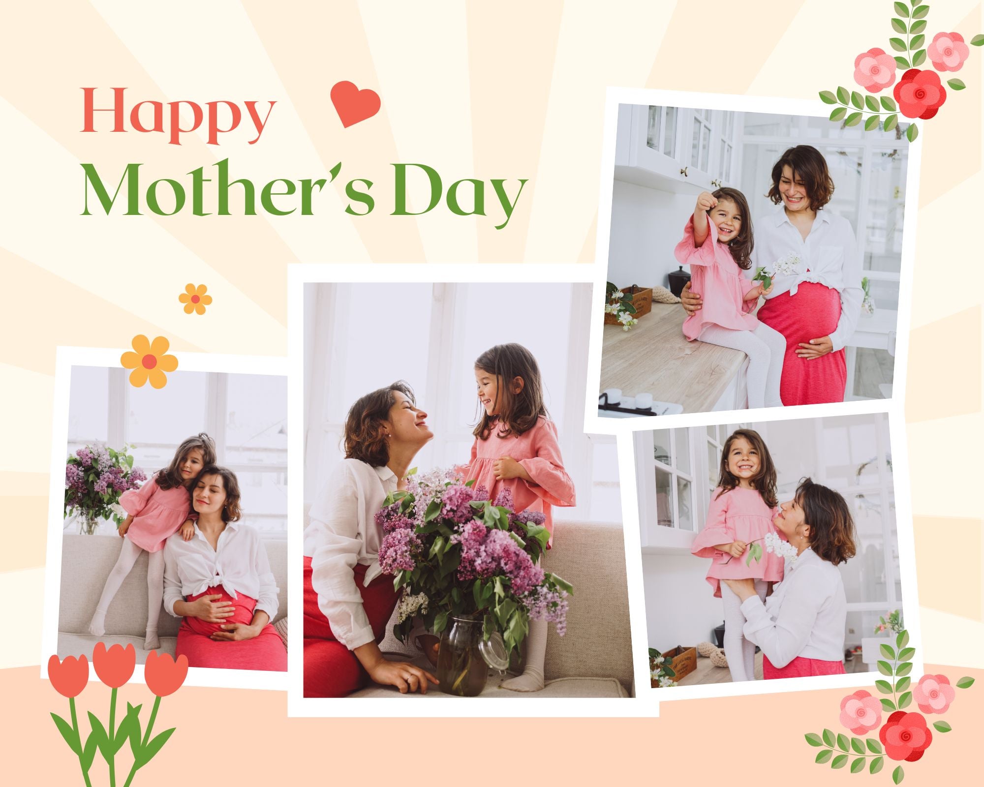 Tablou Canvas Personalizat cu 4 Poze Pentru Mama "Happy Mother's Day", PS142