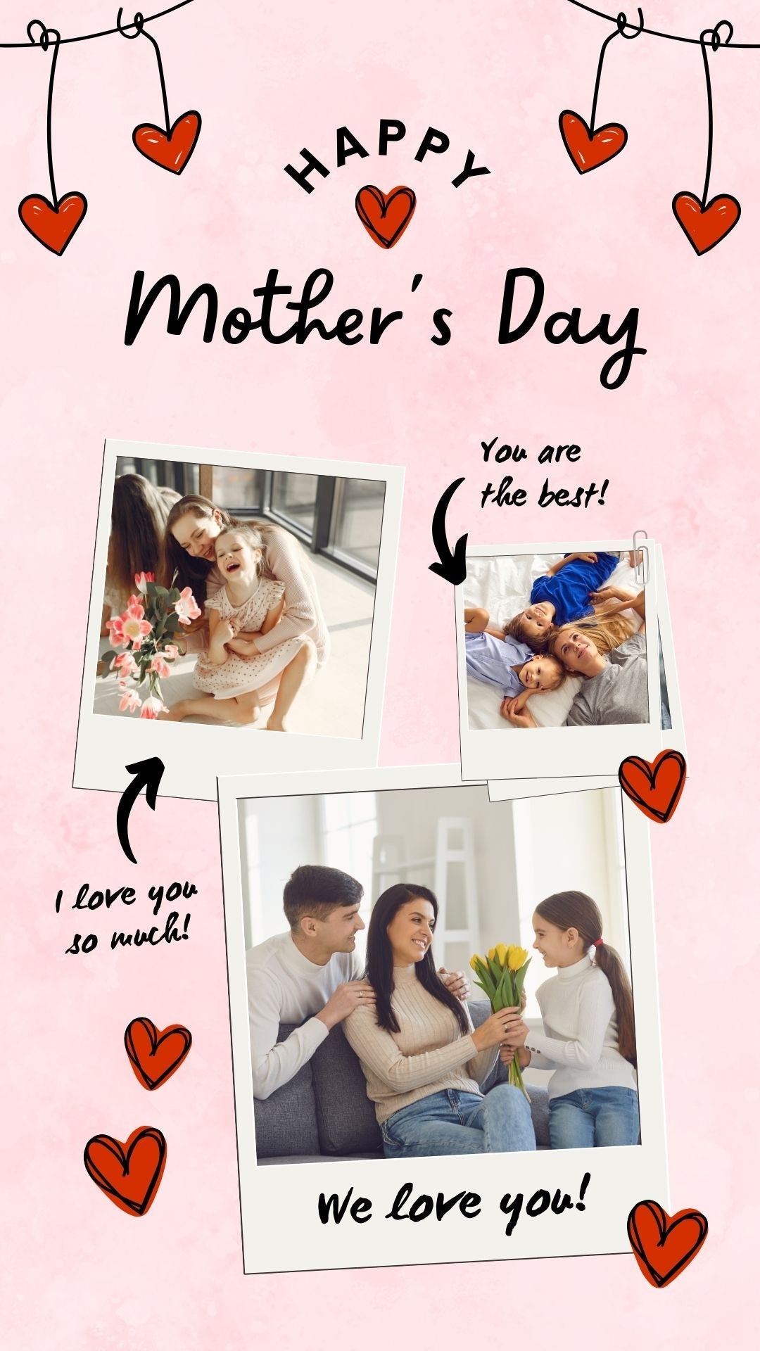 Tablou Canvas Personalizat cu 3 Poze Pentru Mama "Happy Mother's Day", PS144