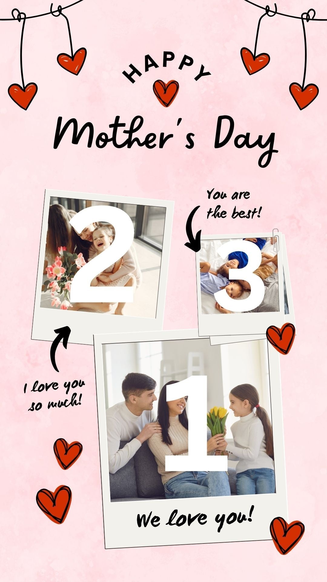 Tablou Canvas Personalizat cu 3 Poze Pentru Mama "Happy Mother's Day", PS144