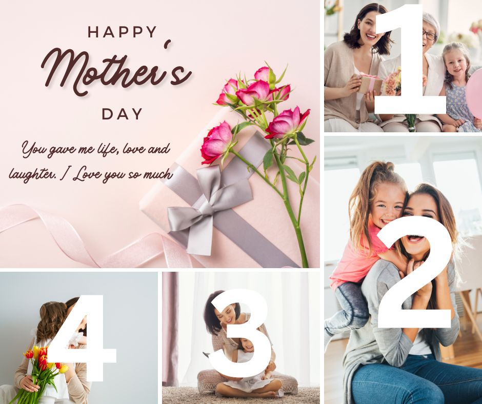 Tablou Canvas Personalizat cu 4 Poze Pentru Mama "Happy Mother's Day", PS146