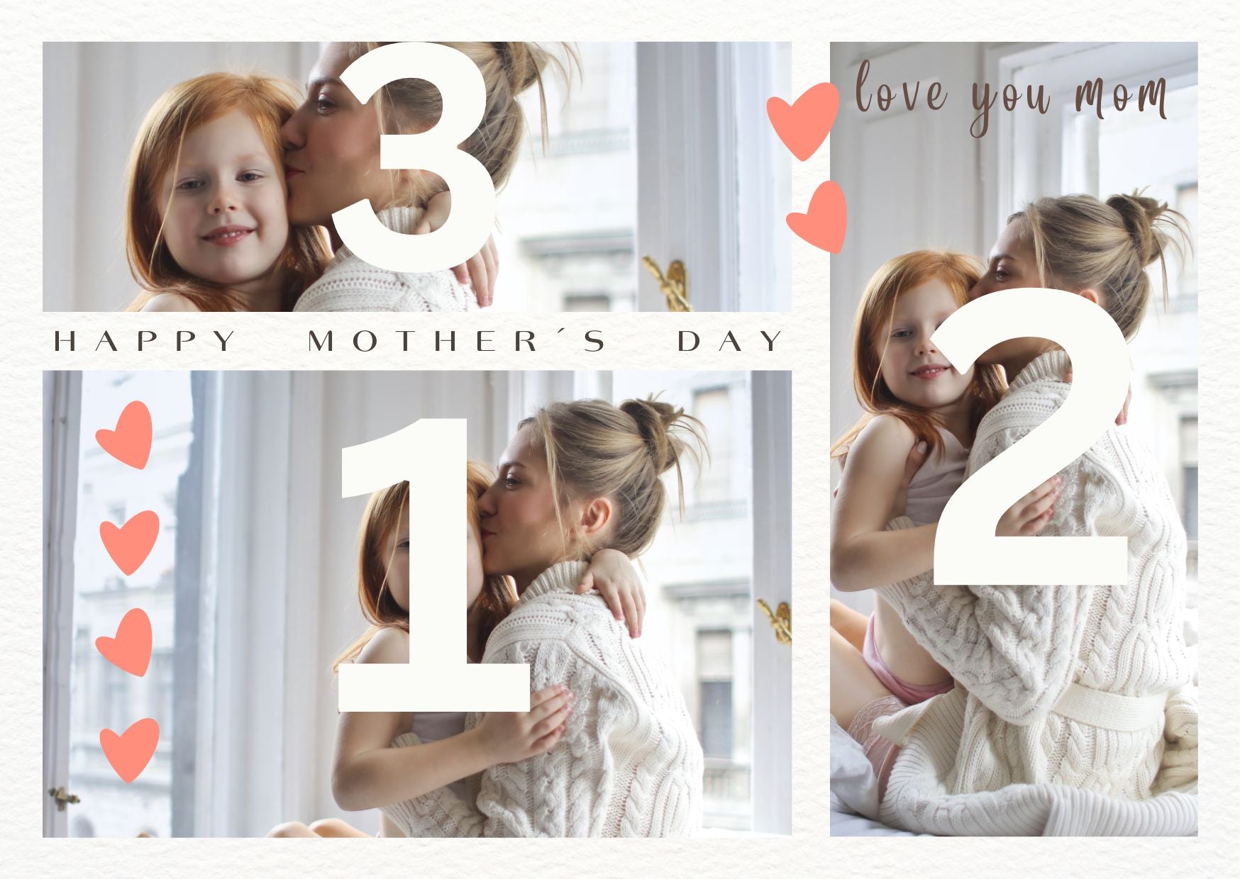 Tablou Canvas Personalizat cu 3 Poze Pentru Mama "Happy Mother's Day", PS149