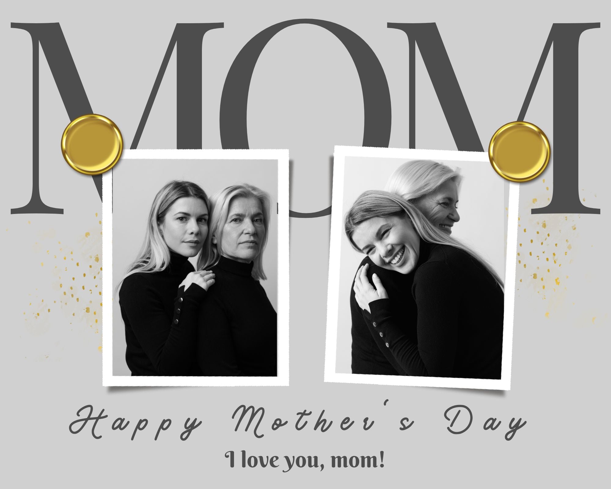 Tablou Canvas Personalizat cu 2 Poze Pentru Mama "Happy Mother's Day", PS150