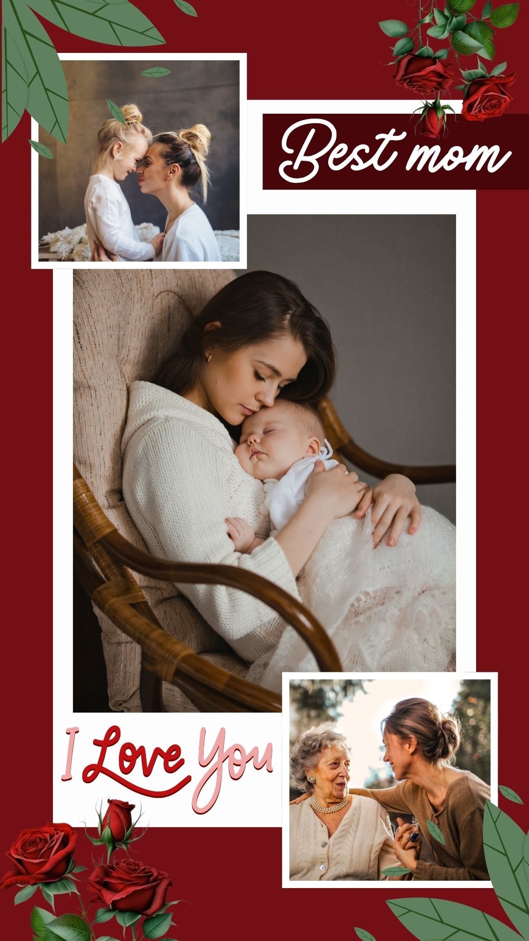 Tablou Canvas Personalizat cu 3 Poze Pentru Mama "Best Mom", PS153