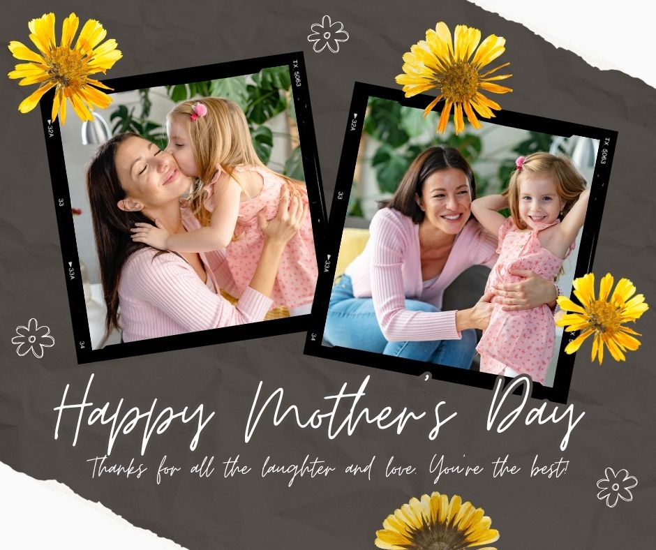 Tablou Canvas Personalizat cu 2 Poze Pentru Mama "Happy Mother's Day", PS157