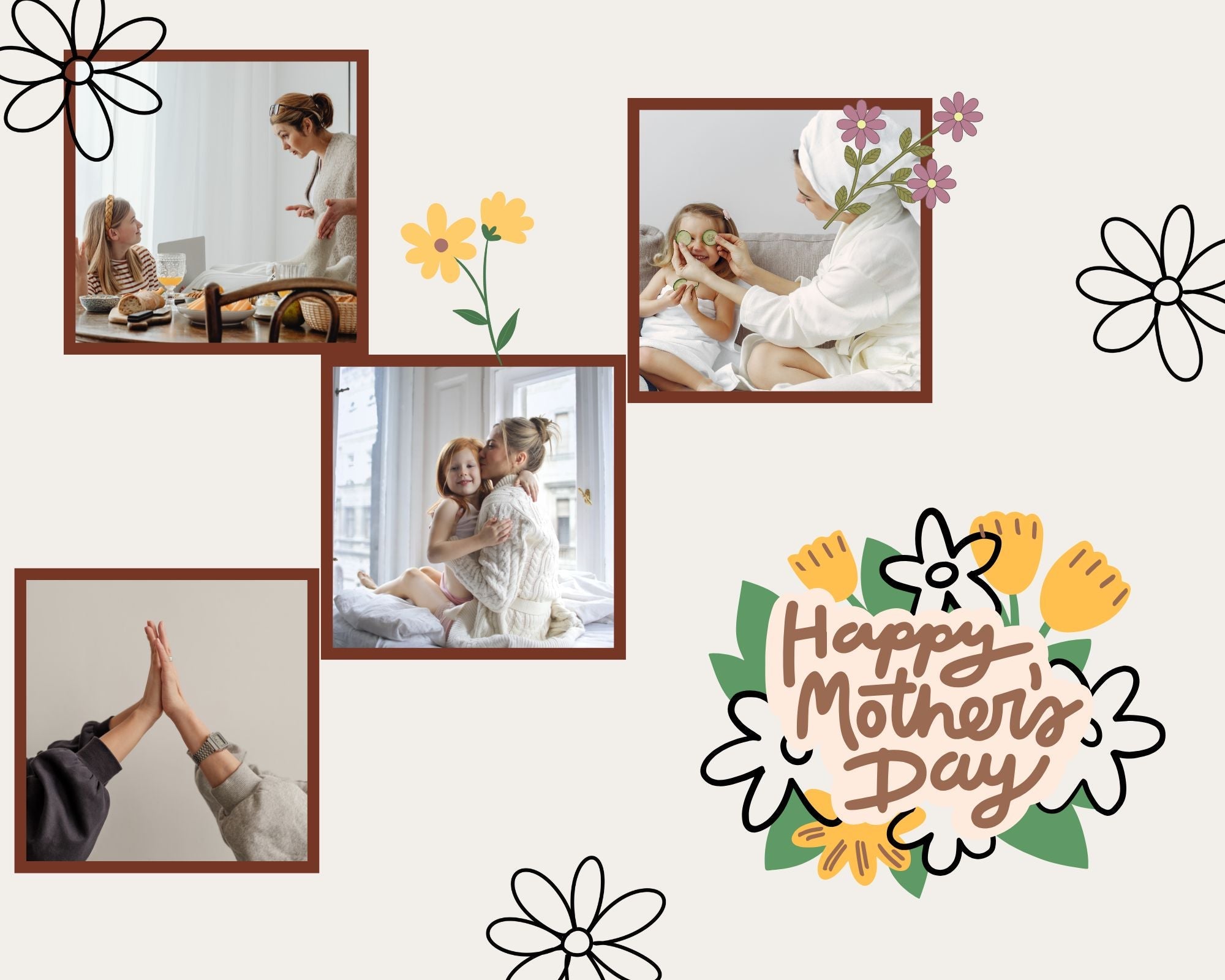 Tablou canvas cu tablou personalizat pentru mama cu patru cadre foto
