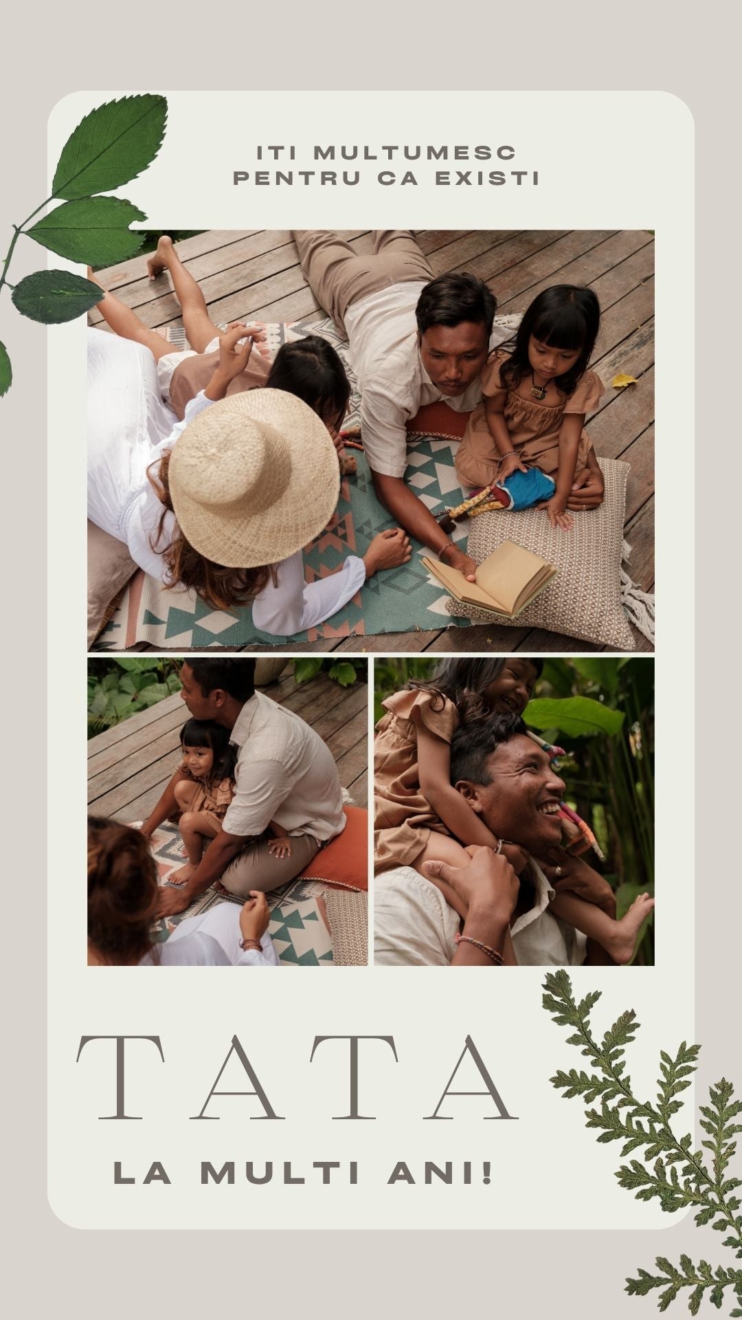 Tablou Canvas Personalizat cu 3 Poze Pentru Tata "La Multi Ani Tata", PS166