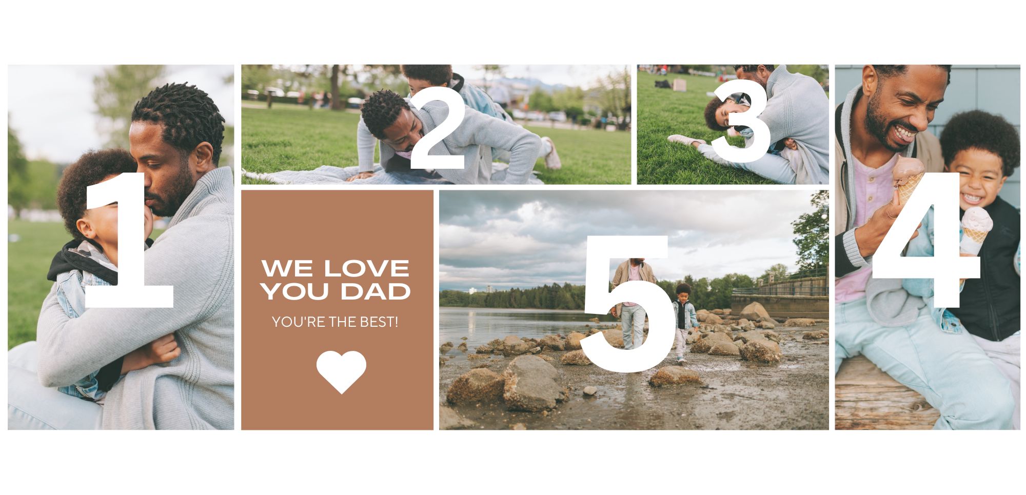 Tablou Canvas Personalizat cu 5 Poze Pentru Tata "We Love You Dad", PS170