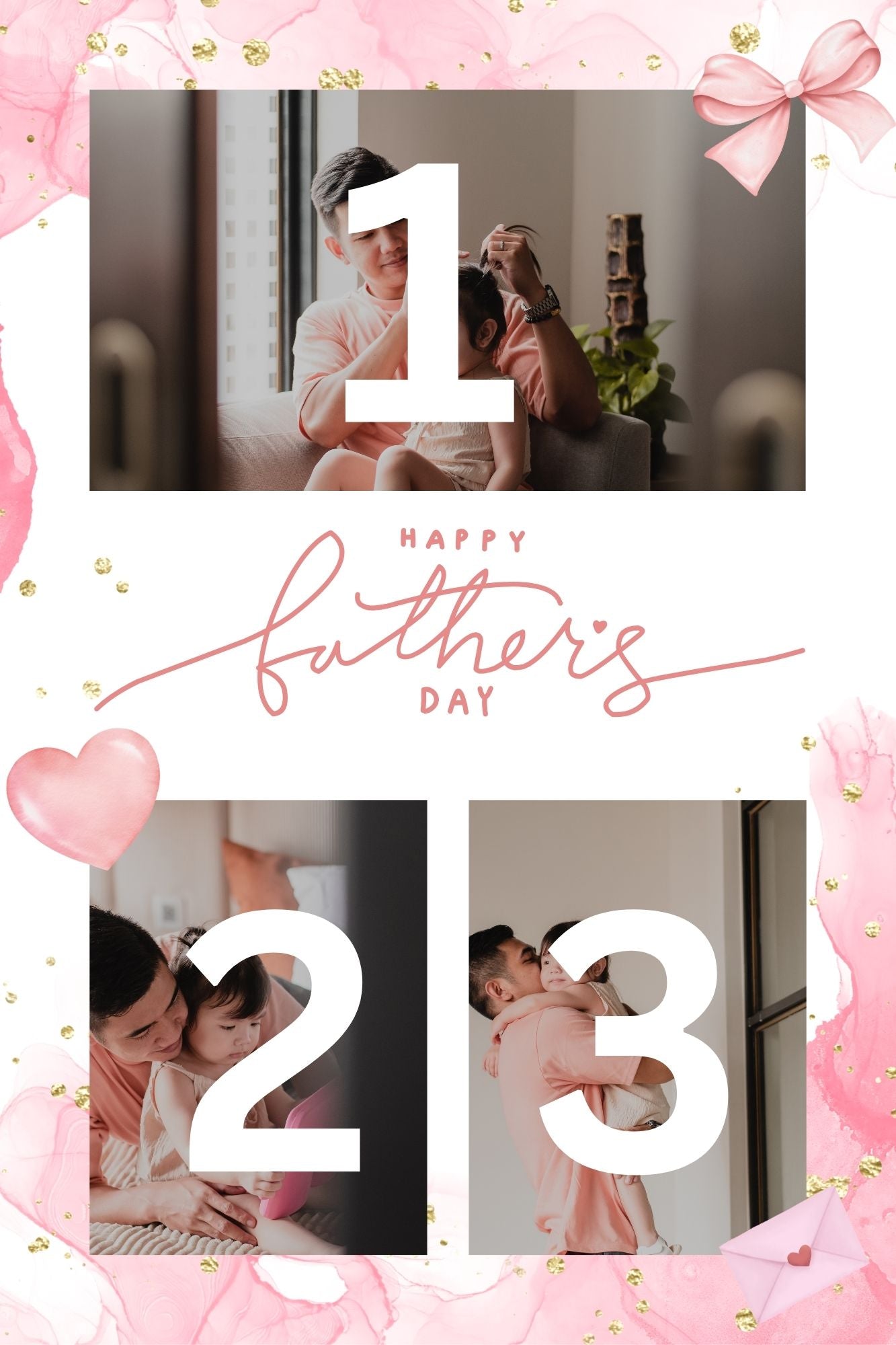 Tablou personalizat cu trei fotografii de familie, tablou canvas pentru perete