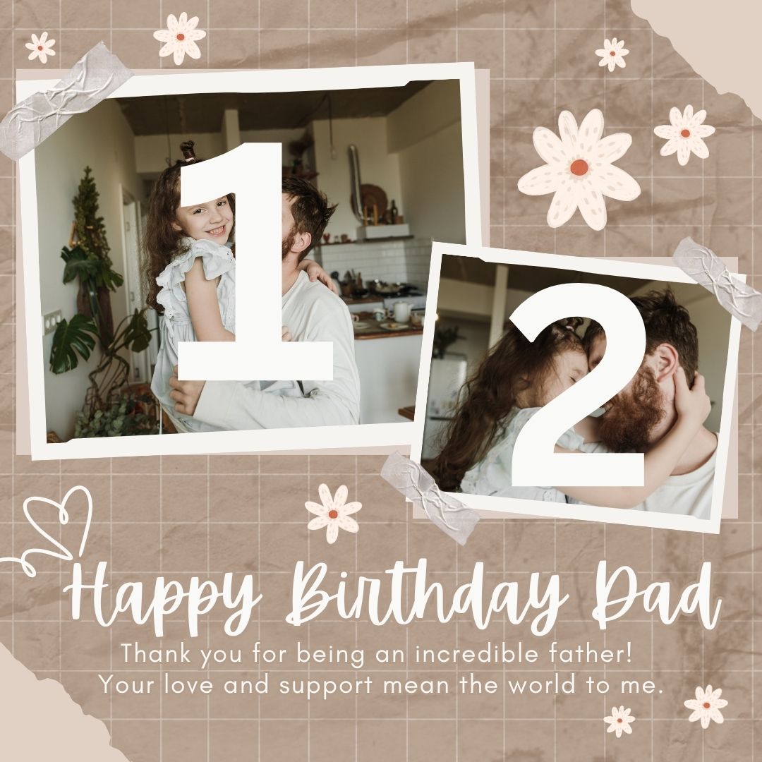 Tablou Canvas Personalizat cu 2 Poze Pentru Tata "Happy Birthday Dad", PS176