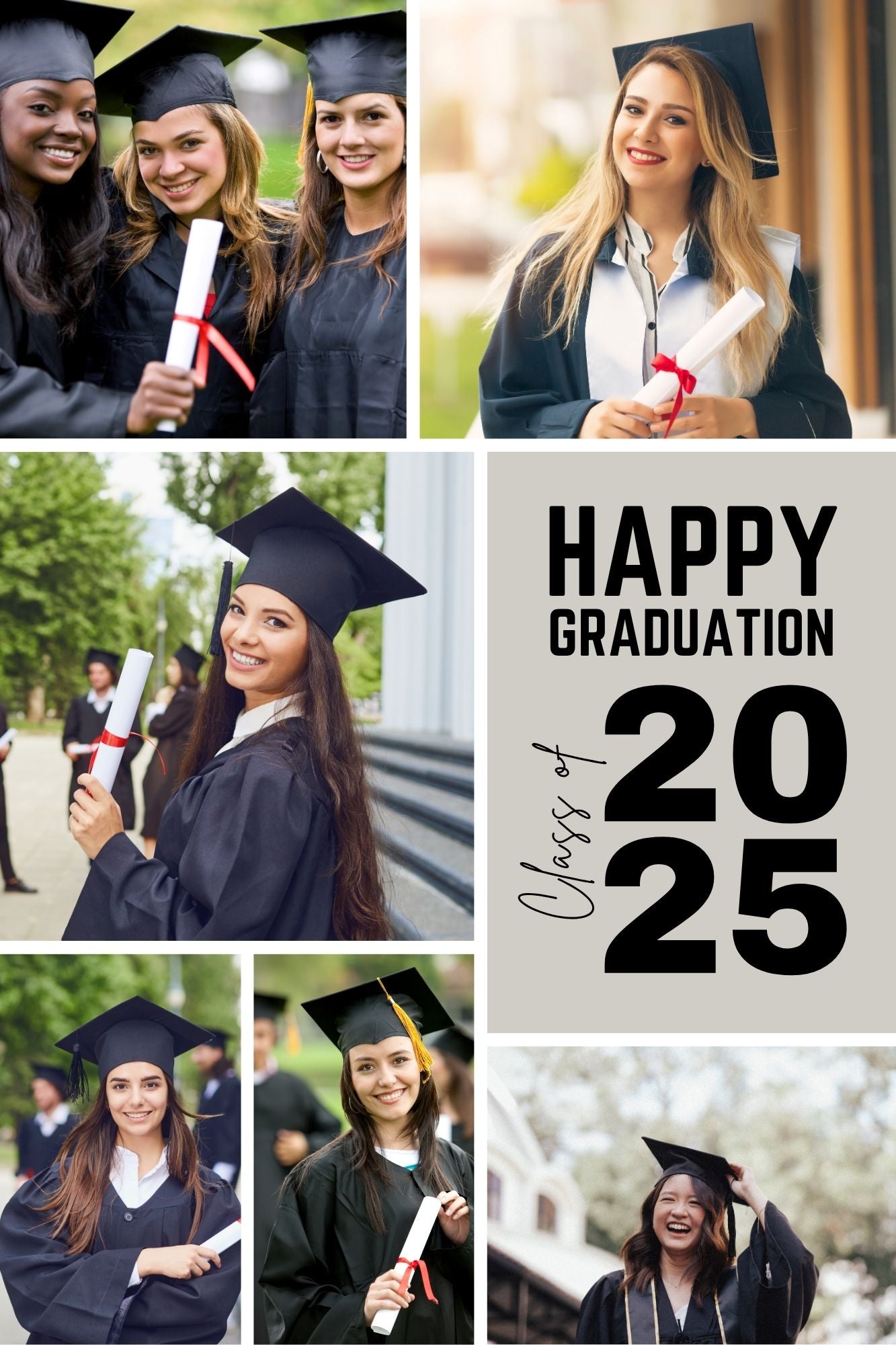 Tablou Canvas Personalizat cu 6 Poze Pentru Absolvire "Happy Graduation", PS181