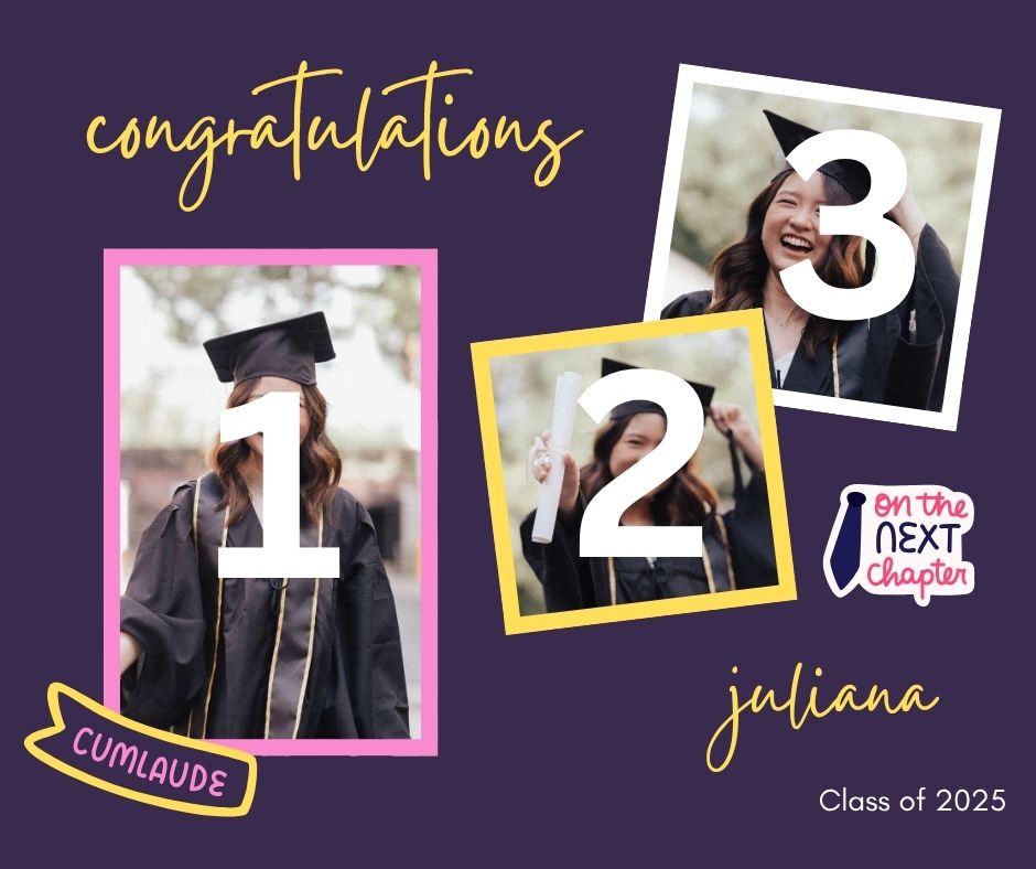 Tablou Canvas Personalizat cu 3 Poze Pentru Absolvire "Congratulation", PS182