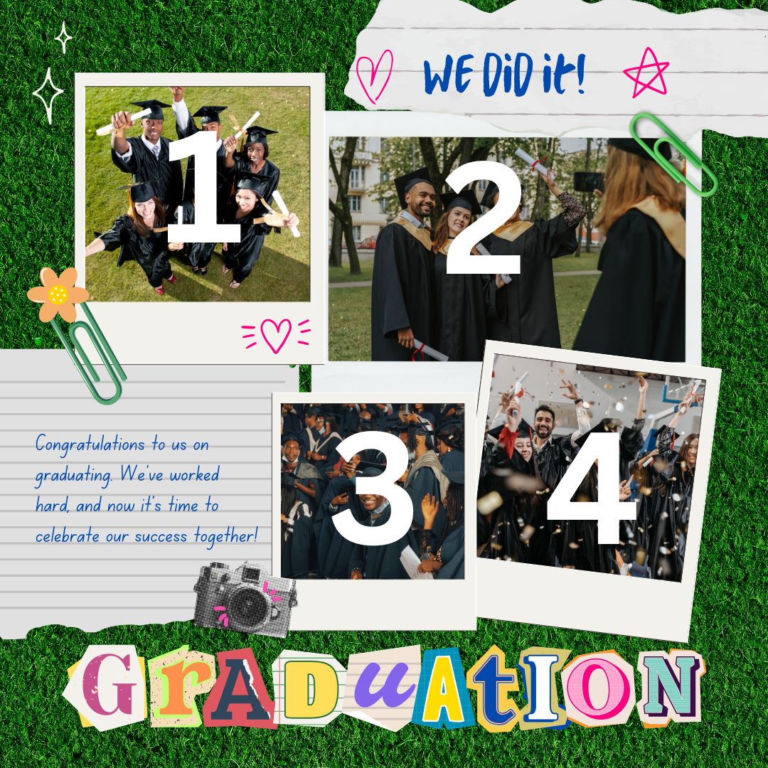Tablou Canvas Personalizat cu 4 Poze Pentru Absolvire "We Did It", PS184