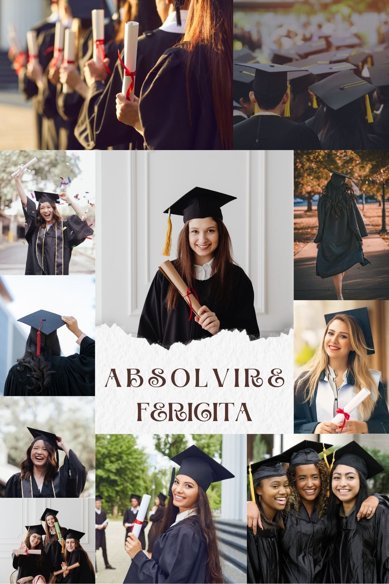 Tablou Canvas Personalizat cu 11 Poze Pentru Absolvire "Absolvire Fericita", PS185