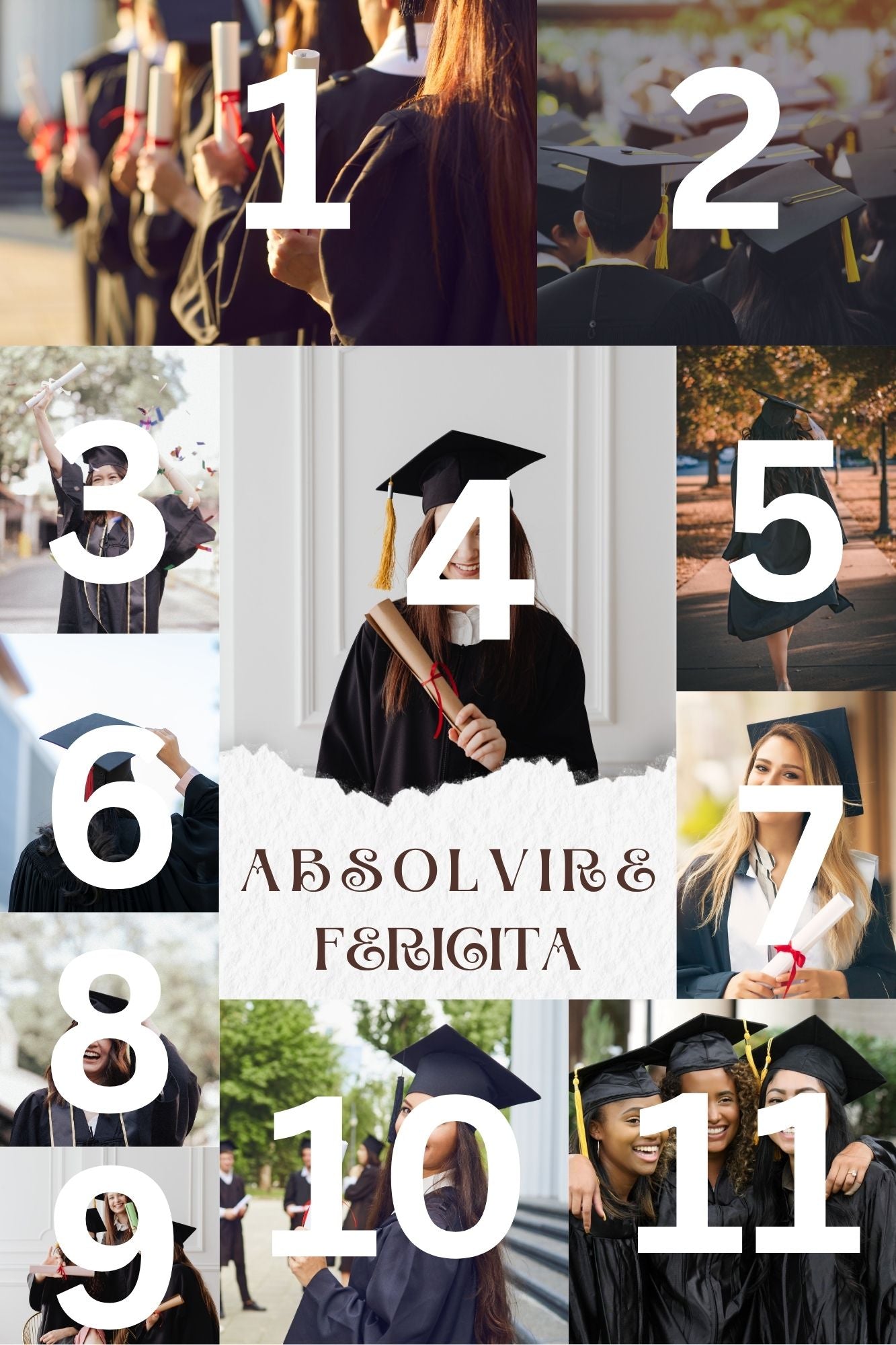 Tablou Canvas Personalizat cu 11 Poze Pentru Absolvire "Absolvire Fericita", PS185