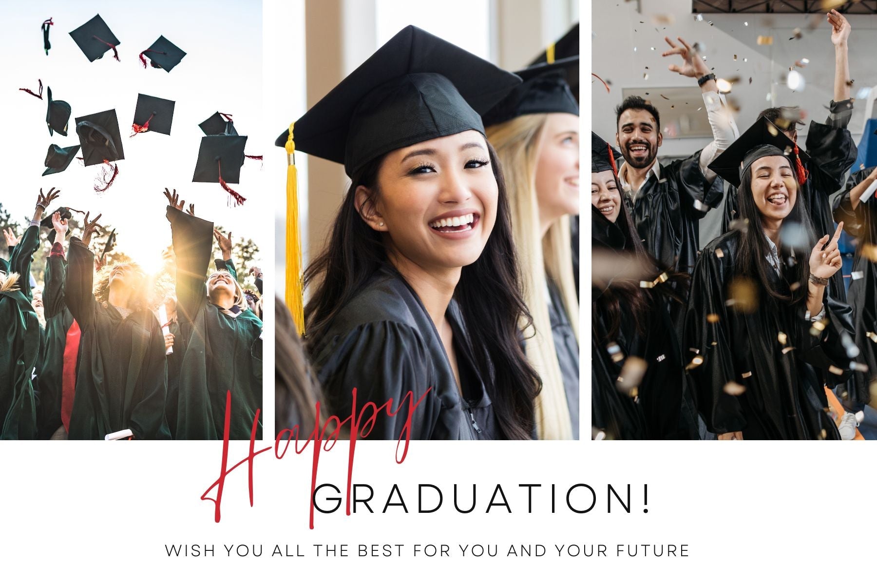 Tablou Canvas Personalizat cu 3 Poze Pentru Absolvire "Happy Graduation", PS187